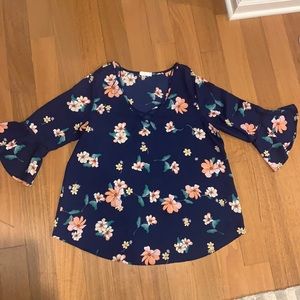 Women’s Navy Blue Floral Blouse